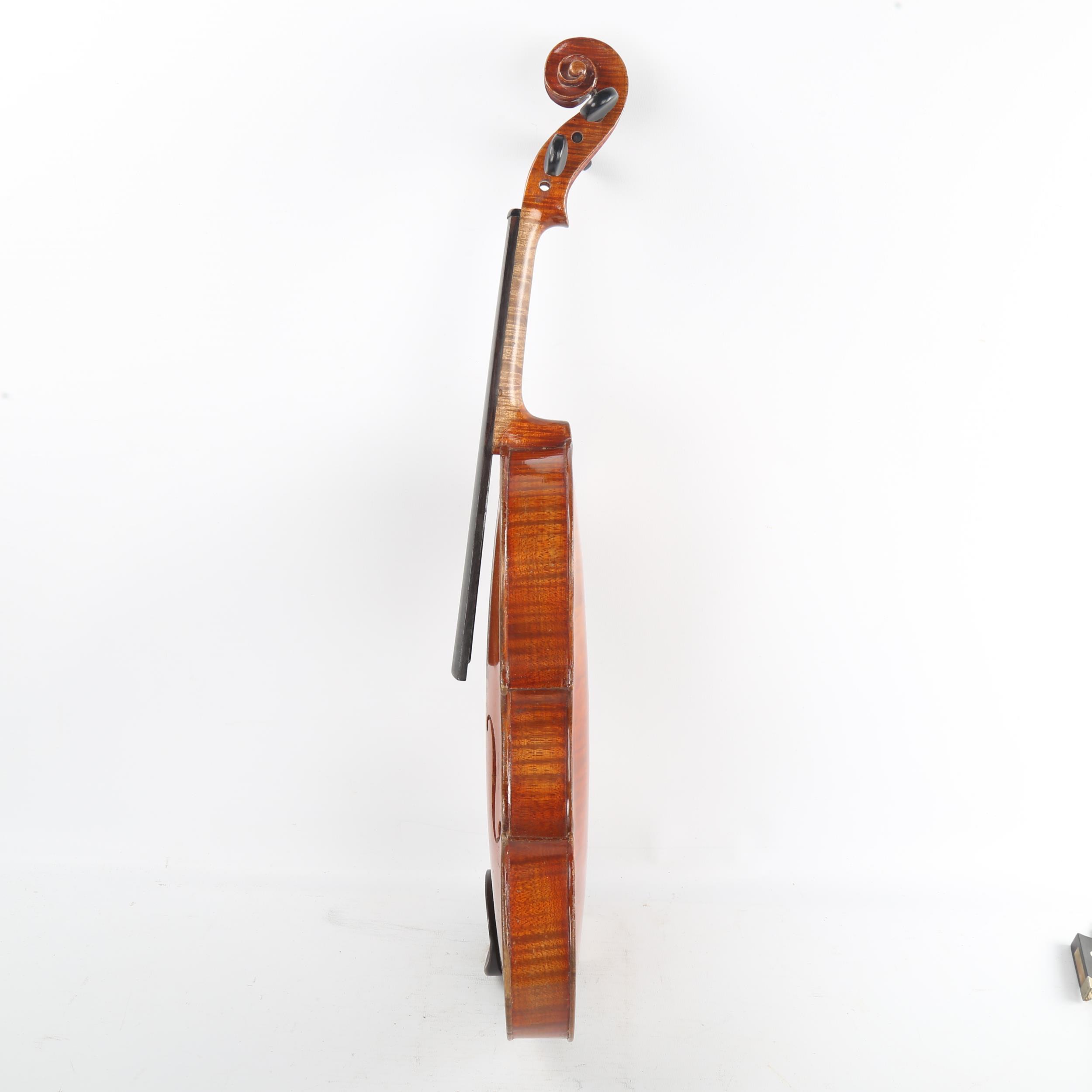 An Antique violin, late 19th/early 20th century, retailed by London Violin Co Limited, bearing - Image 5 of 14