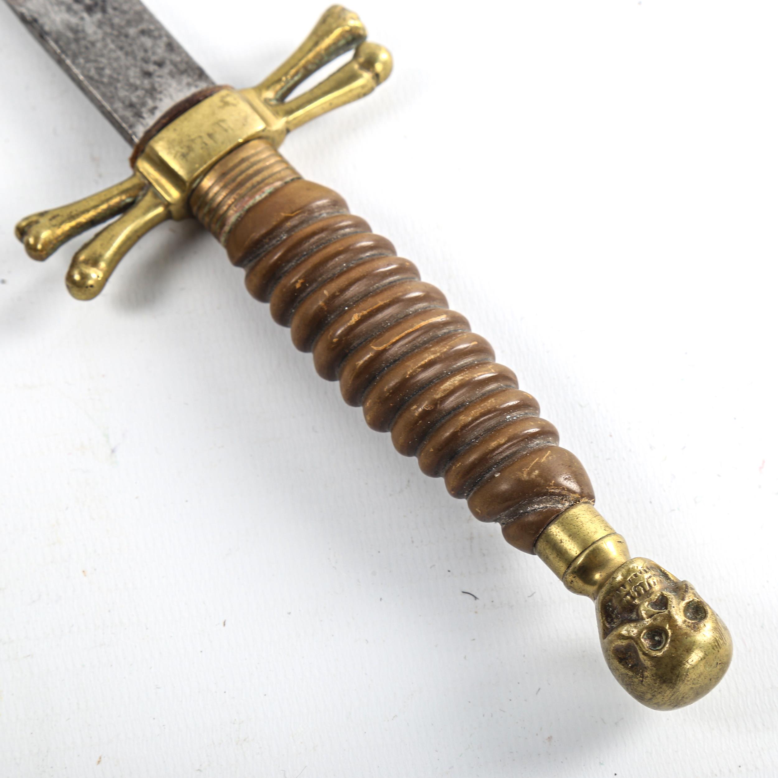 ***WITHDRAWN*** A Masonic ceremonial dagger, early 20th century, with brass skull pommel - Image 3 of 3