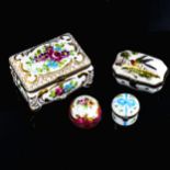 A Limoges porcelain trinket box decorated with flowers, length 9.5cm (A/F), a Limoges spherical