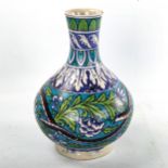 Multan pottery vase, hand painted snakes and foliage, height 23cm Several small chips around the