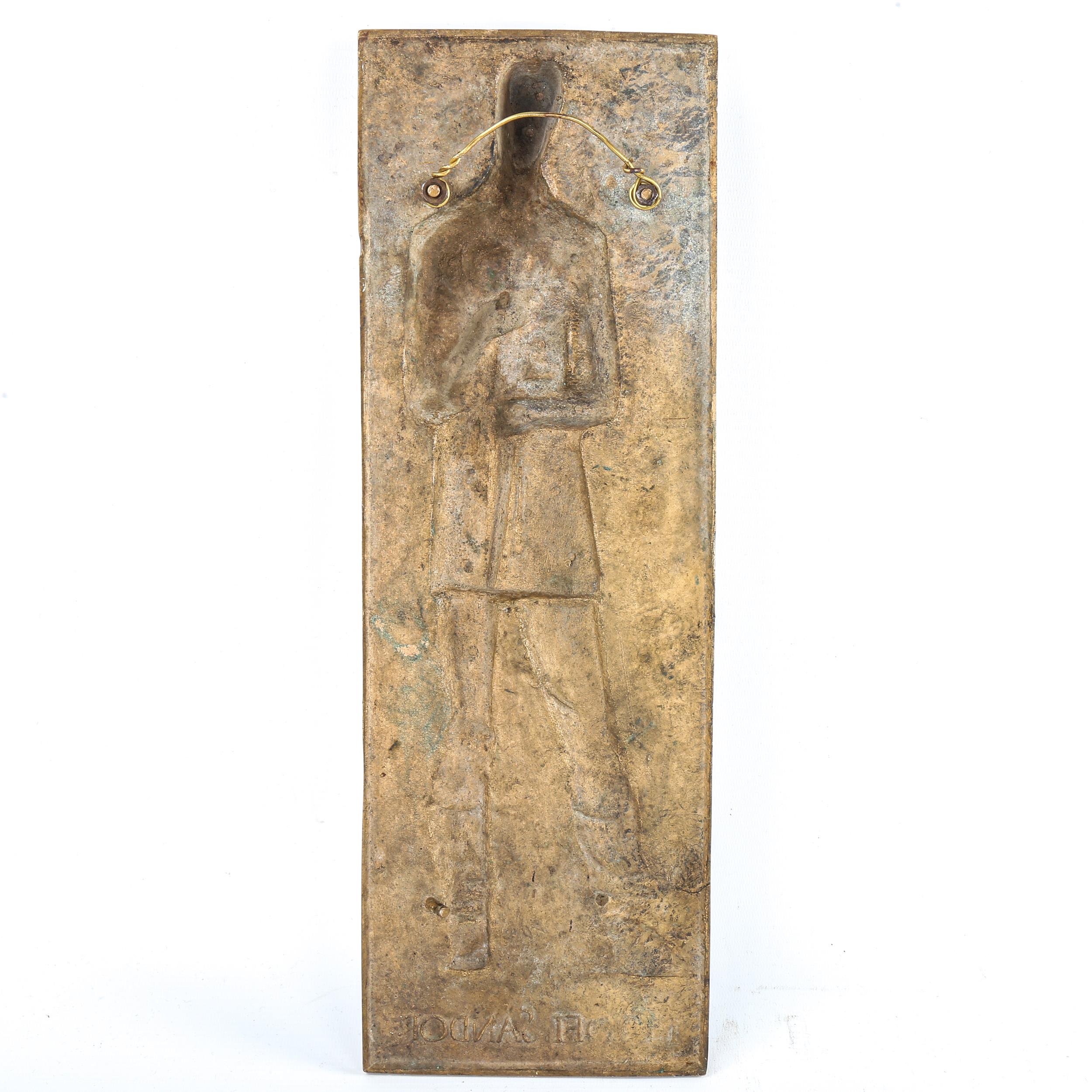 A relief cast bronze plaque depicting Petofi Sandor, signed with monogram MB dated 1948, 43cm x 15cm - Image 3 of 3