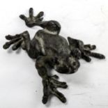 A patinated bronze frog, length 19cm