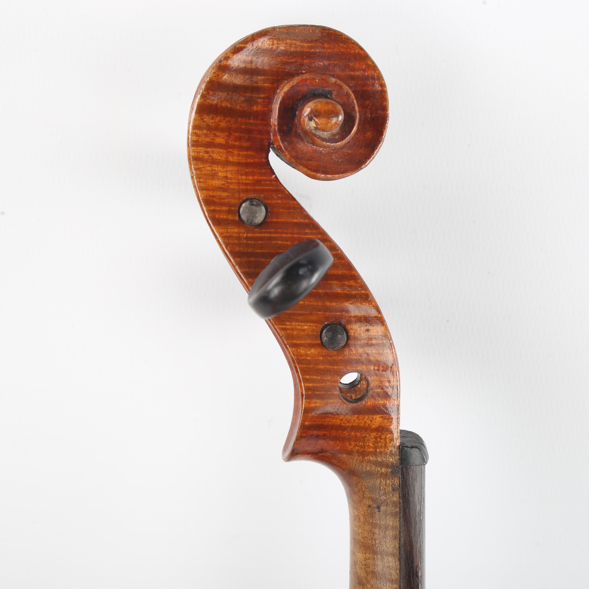 An Antique violin, late 19th/early 20th century, retailed by London Violin Co Limited, bearing - Image 7 of 14