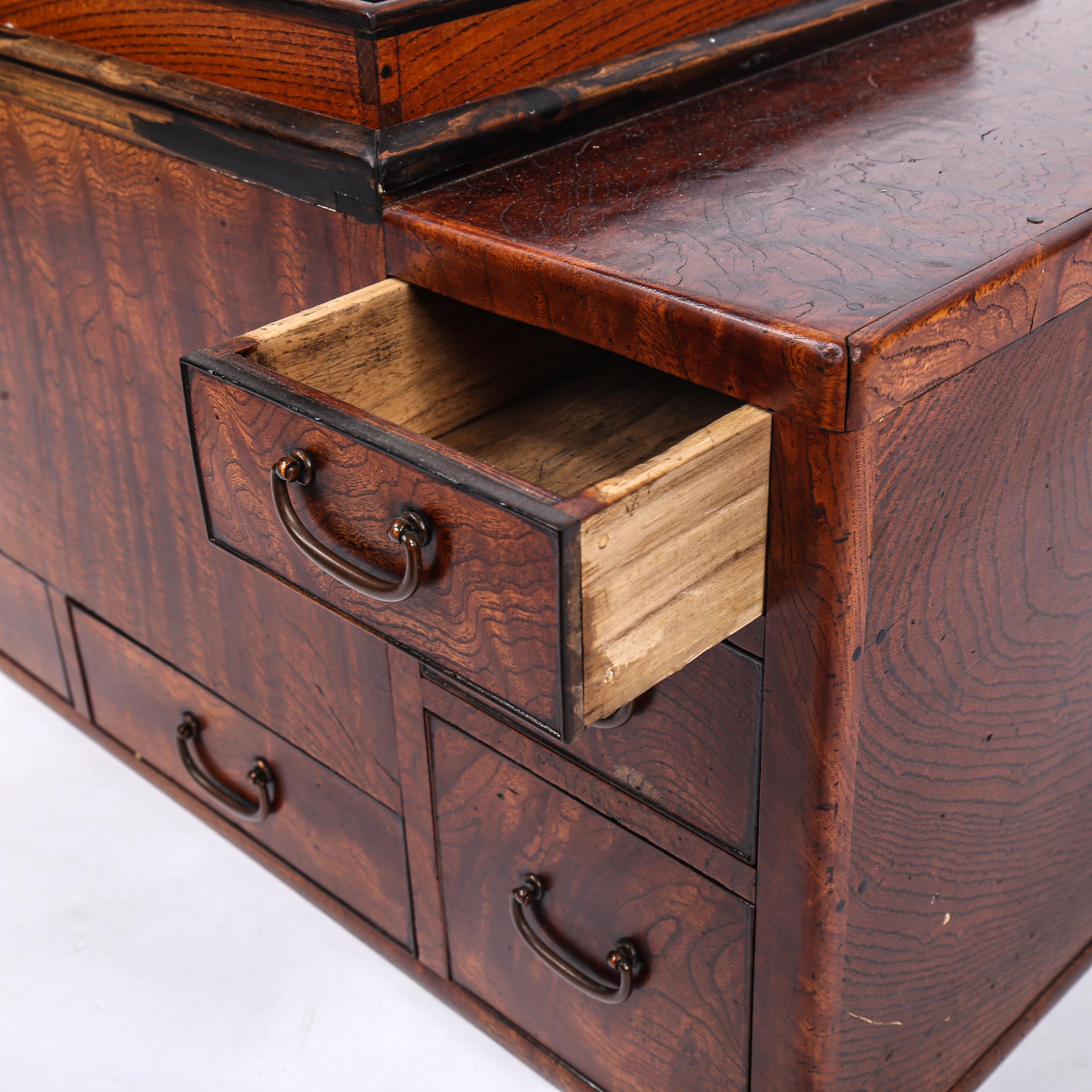 A Japanese hibachi cabinet, with copper liner and small drawers below, length 71cm Very good - Image 3 of 4