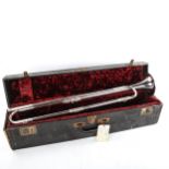 Boosey & Hawkes fanfare silver plated trumpet with cast and engraved mounts, original fitted case