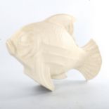 French Art Deco ceramic fish sculpture, circa 1920, by le Jan, Faience Craquele, signed, made by the