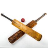 DON BRADMAN CRICKET INTEREST - a Gradidge short handle cricket bat bearing several faint signatures,