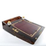 A 19th century brass-bound coromandel writing slope, fitted interior with inset leather top and