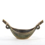 Max Le Verrier (1891 - 1973), bronze bowl in the form of a Viking Orakkar longboat, signed under