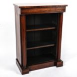 A 19th century rosewood open bookcase of small size, with turned columns, width 62cm, height 87cm