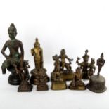 A group of Antique Indian bronze deities, largest height 32cm (9) A single owner private collection,