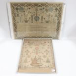 A 19th century needlework sampler dated 1867, 30cm x 44cm, and an undated 19th century sampler