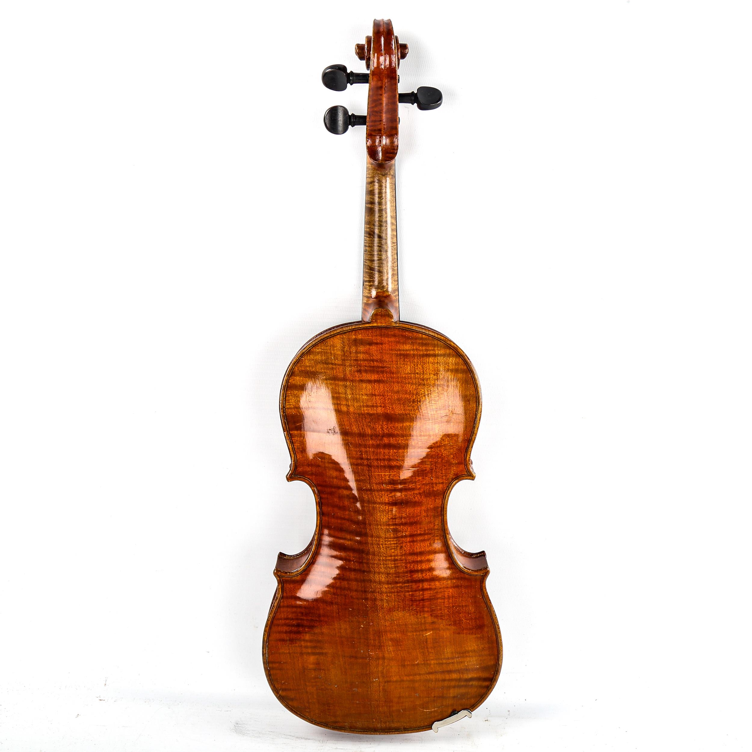 An Antique violin, late 19th/early 20th century, retailed by London Violin Co Limited, bearing - Image 2 of 14