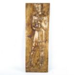 A relief cast bronze plaque depicting Petofi Sandor, signed with monogram MB dated 1948, 43cm x 15cm