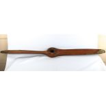 A First World War Period wood aircraft propeller with brass mounts, length 153cm No impressed