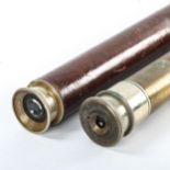 A nickel plate and leather-mounted single-draw telescope, by J Coombes of Devonport, length closed