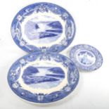 A pair of Wedgwood blue transfer deco (3)rated platters, depicting US Military Academy Westpoint New