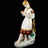 A Russian porcelain figure of a girl, height 29cm Good condition, no damage or restoration,