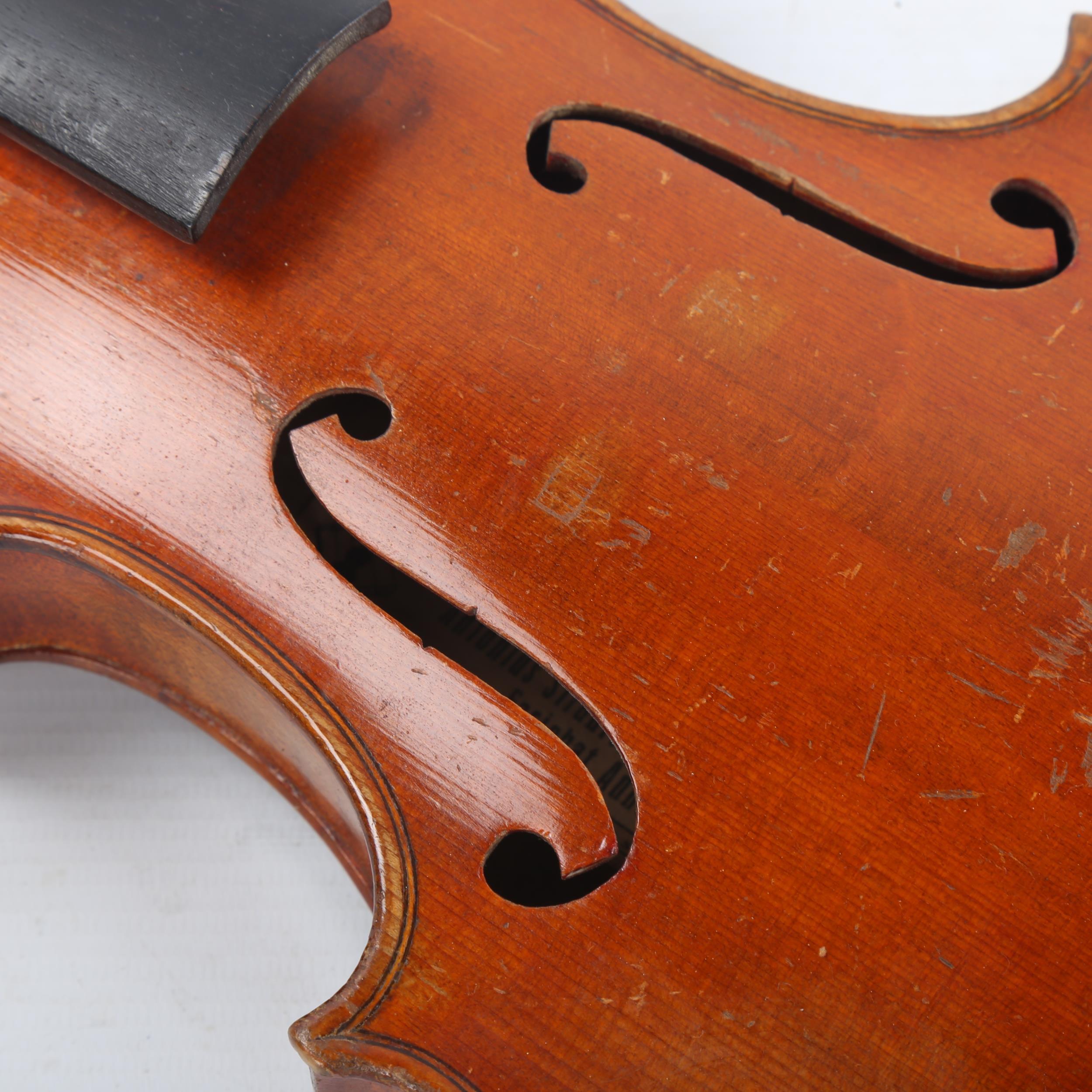 An Antique violin, late 19th/early 20th century, retailed by London Violin Co Limited, bearing - Image 8 of 14