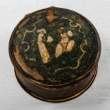 An 18th century tortoiseshell and gilt-metal chinoiserie style box, diameter 7cm