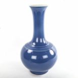 A Chinese powder blue glaze porcelain narrow-neck vase, 6 character mark, height 39cm