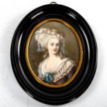 Bornet, miniature watercolour on ivory, portrait of Marie Therese Lambelle, overall frame dimensions