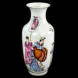 A Chinese white glaze porcelain vase, with painted Court figures, height 23.5cm Perfect condition