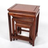 A nest of 3 Chinese occasional tables, largest 40cm x 31cm