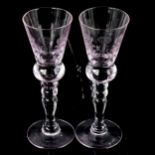 A pair of George III thistle-shaped glasses, with etched monograms, height 13.5cm