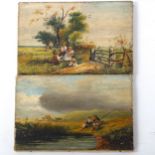 Charles White, pair of small 19th century oils on canvas, rural scenes, signed, 15cm x 23cm,