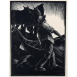 Clare Leighton (1898 - 1989), limited edition woodcut on paper, Turning The Plough, image 16.5cm x