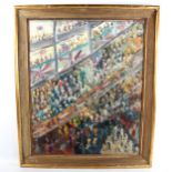 Alfred Craven, oil on board, Coronation procession, signed, 60cm x 49cm, framed Good original