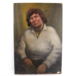 Mid-20th century British School, oil on board, portrait study, unsigned, 67cm x 45cm, unframed Small