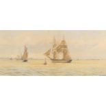 Harold Wyllie (1880 - 1973), watercolour, Cowes, Isle of Wight, signed, 14cm x 32cm, framed Even