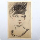 Ernest Thesiger (1879 - 1961), charcoal/crayon, portrait of Mary, signed, 35cm x 22cm, unframed