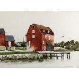 David Gentleman, watercolour, Woodnbridge Tide Mill, signed and dated 1966, with Fine Art Society