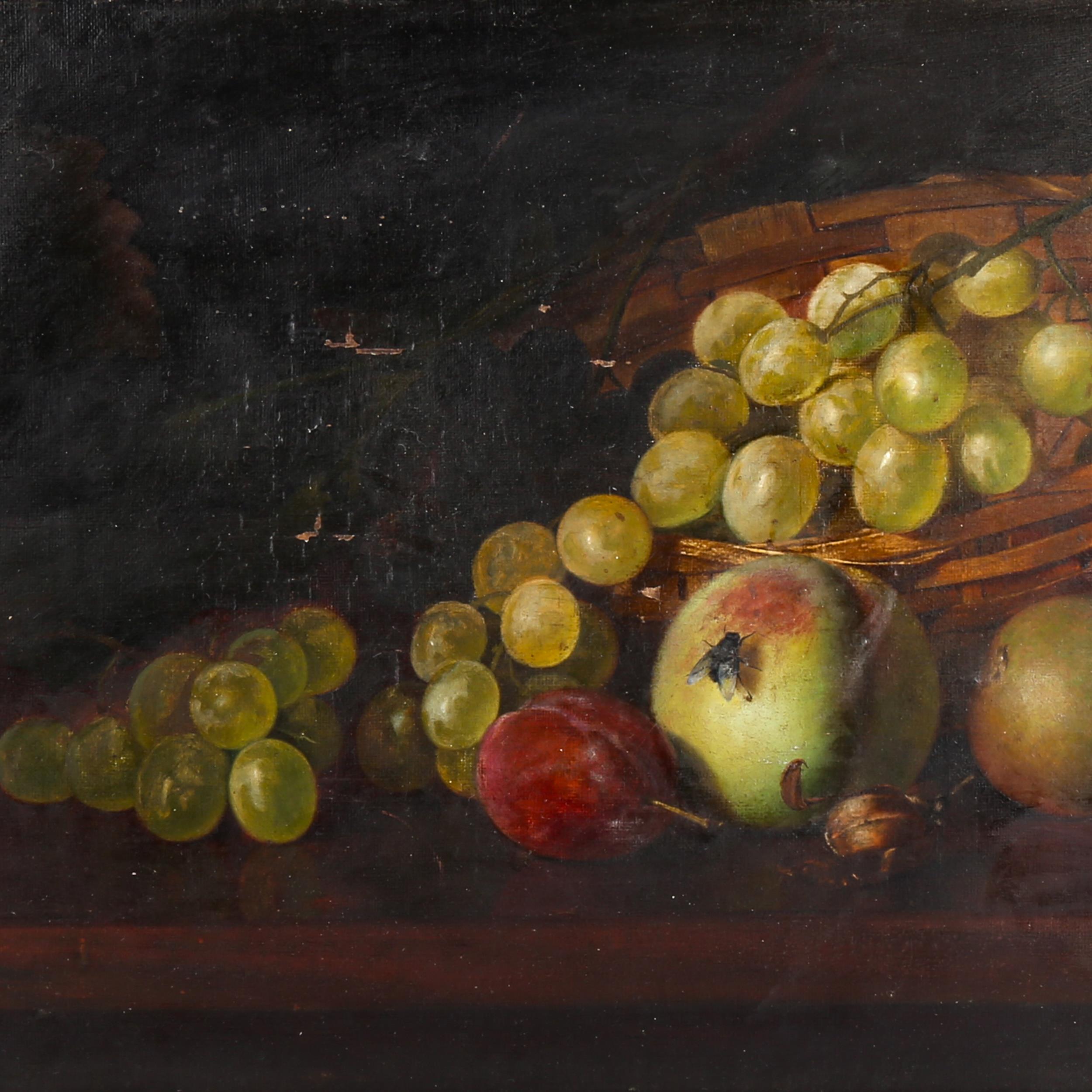 Henry George Todd, oil on canvas, still life fruit, 26cm x 31cm, framed Small paint flakes in the - Image 2 of 4