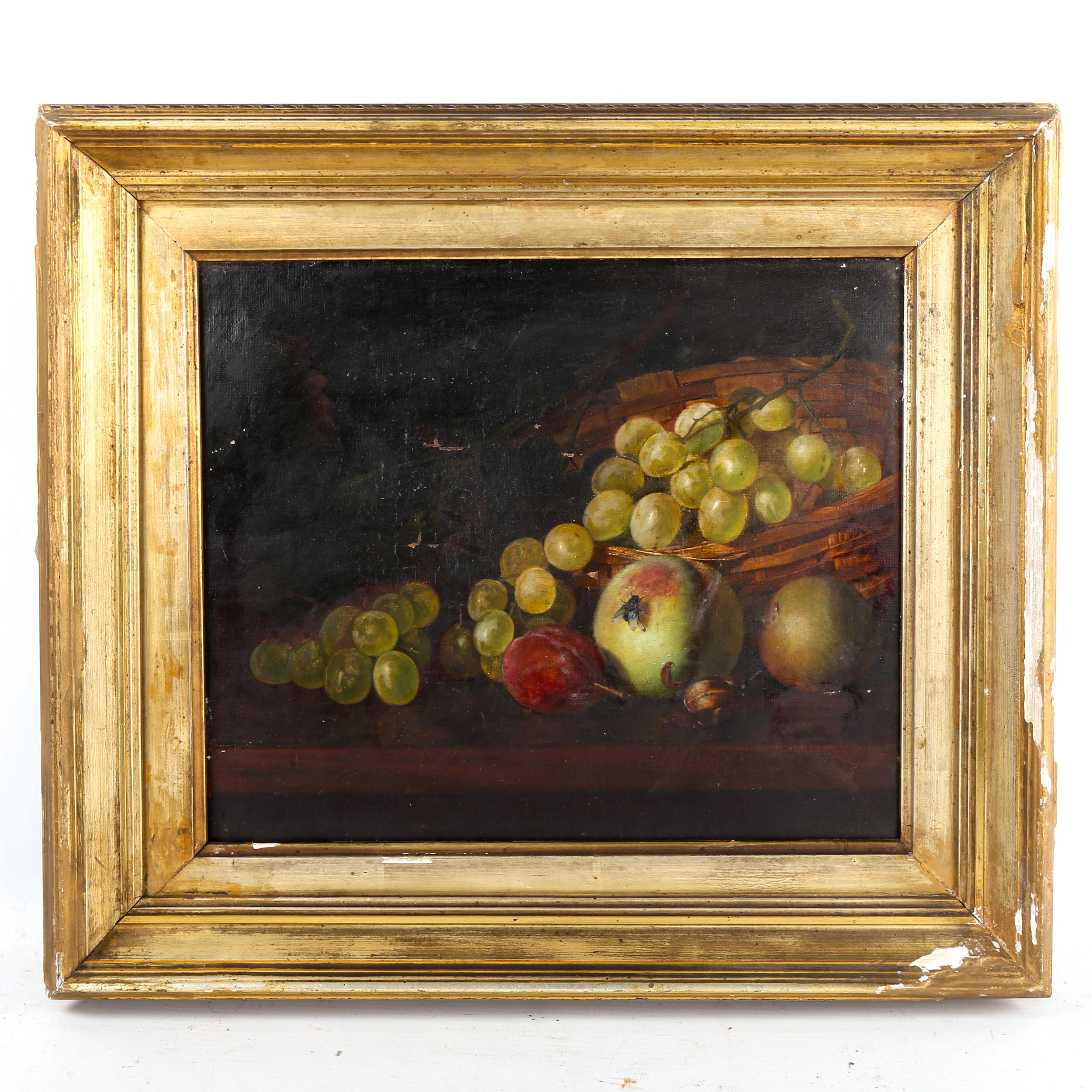 Henry George Todd, oil on canvas, still life fruit, 26cm x 31cm, framed Small paint flakes in the