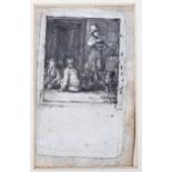 David Wilkie (1785 - 1841), etching, the Sedan chair, signed in the plate, image 4.5cm x 4cm,