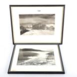 Norman Ackroyd (born 1938), 2 etchings, landscapes, signed and inscribed in pencil, image 16cm x