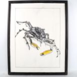 Clive Fredriksson, oil on board, crab, framed, overall frame dimensions 75cm x 59cm