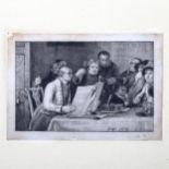 David Wilkie (1785 - 1841), etching, reading the Will, signed in the plate, image 7cm x 10.5cm,