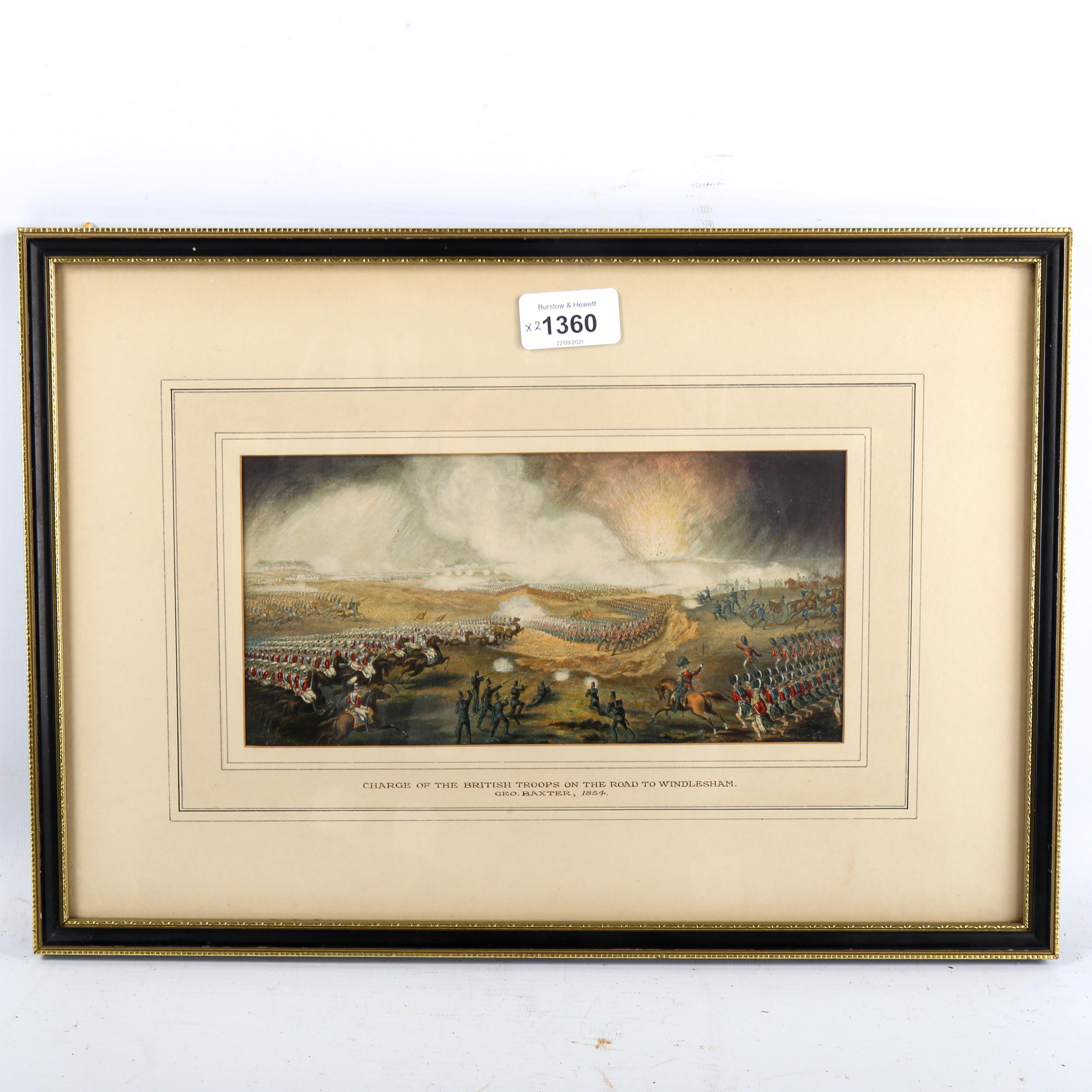 A pair of Baxter prints, Charge of the British Troops on the Road to Windlesham 1854, and Review - Image 2 of 4