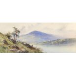 Edwin Earp, watercolour, river landscape, signed, 24cm x 57cm, framed Slight paper discolouration