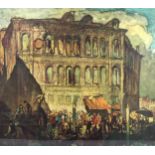 Frank Brangwyn, colour print, Venice, signed in pencil, image 48cm x 53cm, framed Very good