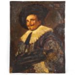 After Frans Hals, 19th century oil on copper, the laughing cavalier, indistinctly signed, 28cm x