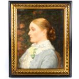 19th century oil on canvas, portrait of a woman, unsigned, 47cm x 36cm, framed Re-lined but no