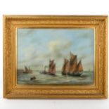 Max Parsons, oil on board, Lowestoft fishing fleet, signed, 33cm x 46cm, framed Good condition,