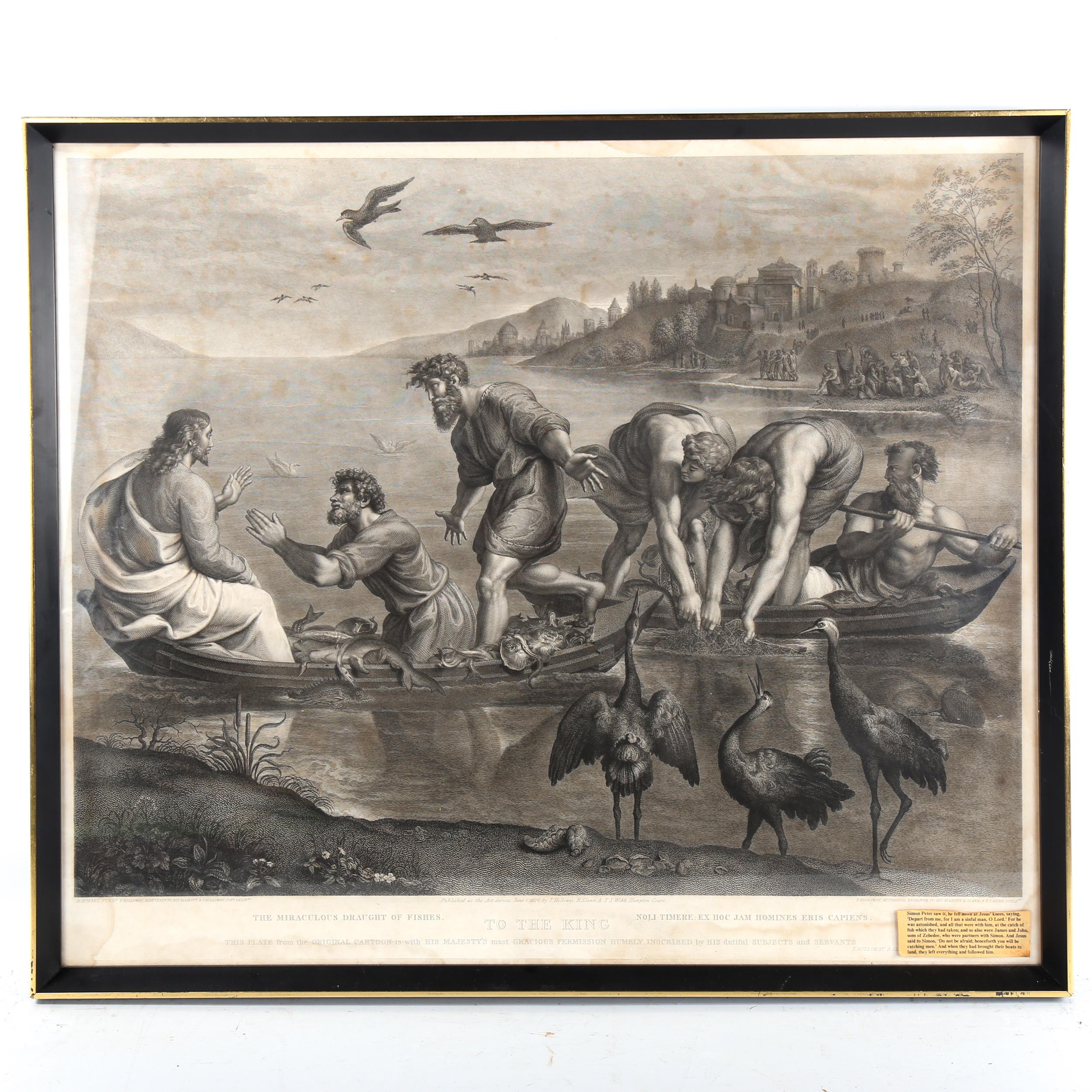 T Holloway after Raphael, engraving, The Miraculous Draught of Fishes, image 48cm x 62cm Some damp