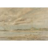 Oswald Garside, watercolour, beach scene, signed, 38cm x 56cm, framed Very slight paper